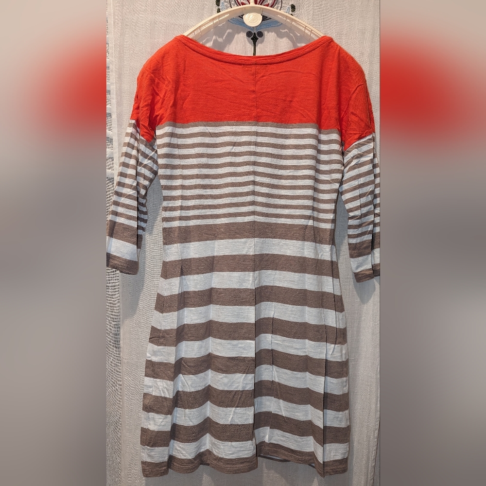 π Mini Striped T-shirt Dress Tunic - Soft Cotton Modal M 3/4 Sleeve Express - Picture 4 of 15